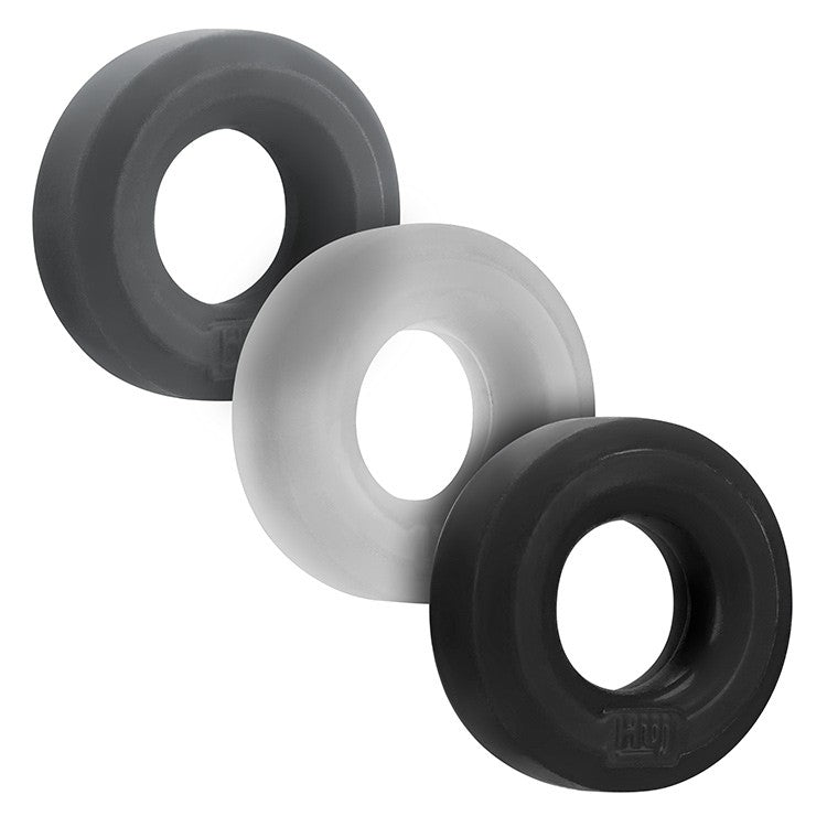 Hunkyjunk HUJ3 c-ring 3-pack, TAR MULTI - Tar/Ice/Stone