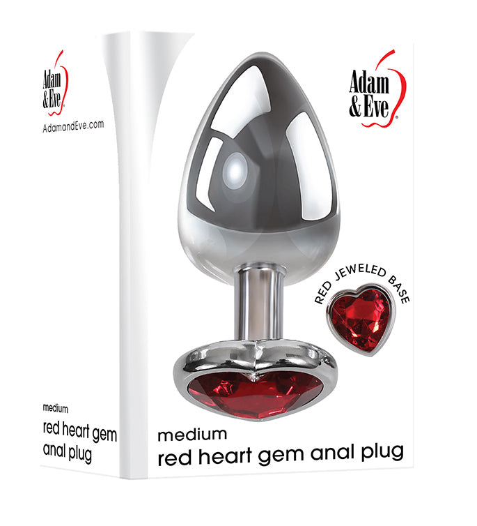 Adam & Eve Medium Red Heart Gem Anal Plug