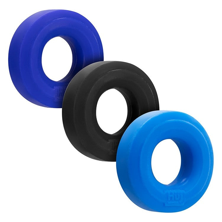 Hunkyjunk HUJ3 c-ring 3-pack,  COBALT MULTI - Tar/Cobalt/Aqua