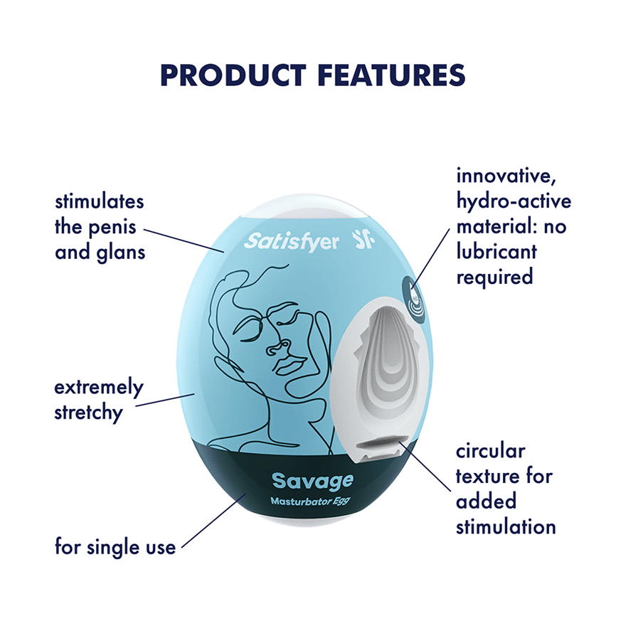 Satisfyer Masturbator Egg Single (Savage) Light Blue