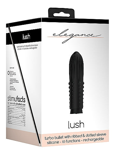 Shots Toys Elegance Lush Turbo Rechargeable Bullet Vibrator Black