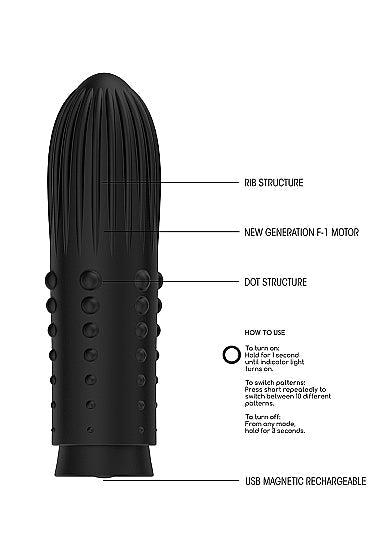 Shots Toys Elegance Lush Turbo Rechargeable Bullet Vibrator Black